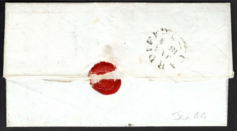 GB Wales Cover CDS Additional Cancel Llandovery MX 1d Red 1844 MC132a