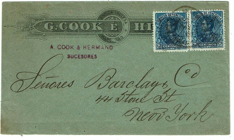 Venezuela 1900 Maracaibo cancel on cover to the U.S., franked Scott 152