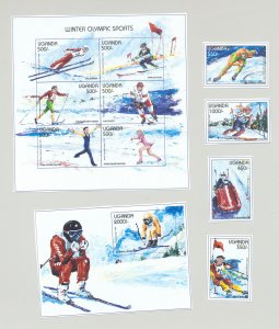 Uganda #1500-05 Nagano Olympics 4v & 1v M/S of 6 & 1v S/S Imperf Chromalin Proof