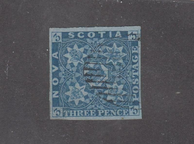 NOVA SCOTIA # 2  VF-3d BLUE LIGHT GRID CANCEL CAT VALUE $300