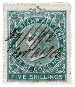 (I.B) Cape of Good Hope Revenue : Stamp Duty 5/- (1873)