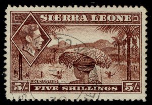 SIERRA LEONE GVI SG198, 5s red-brown, FINE USED. Cat £17.