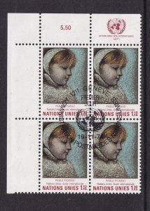 United Nations Geneva  #21  cancelled  1971  Maia by Picasso  block of 4