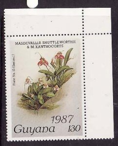 Guyana-Sc#1738- id9-unused NH single-Flowers-Orchids-1986-9-