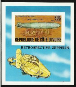 IVORY COAST 1978 VF MNH Souvenir Sheet   Anniversary of Zeppelin