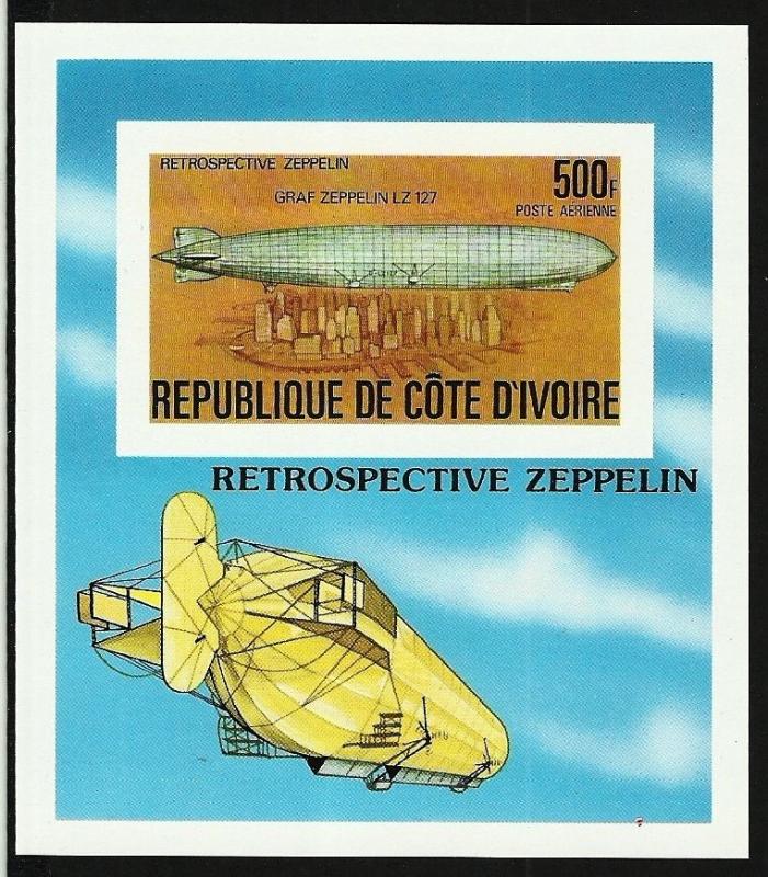 IVORY COAST 1978 VF MNH Souvenir Sheet   Anniversary of Zeppelin