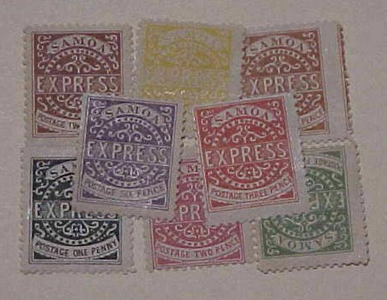 SAMOA FIRST SET OF 8  DIFF.  STAMPS  REPRINTS UNUSED 