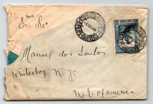 Cape Verde 1948 Cover to New York / 1.75 Single / Corner Crease - Z13338