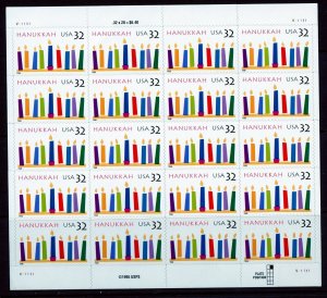 UNITED STATES SCOTT #3118 32c HANNUKAH SHEET(20) MINT NH