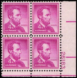 US #1036a LINCOLN MNH LR PLATE BLOCK #26183