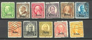 #669-679 US NEBRASKA OVERPRINTS USED-SET-FINE