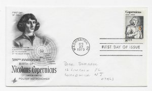 US 1488 8c Copernicus single on FDC Artcraft Cachet ECV $6.00