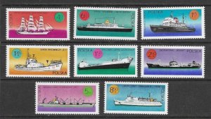 Poland Scott 1780-1787 MNH**  1971 ship stamp  set