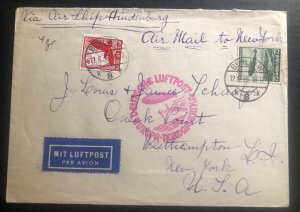 1936 Berlin Germany Hindenberg Zeppelin LZ 129 Airmail cover To Westhampton USA