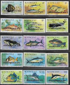 St Vincent 1979 Fish and Whales SC#572-586 Mint Never Hinged // Original Gum