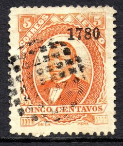 Mexico 1880 Juarez 5¢ Orange 1780 (S.L.POTOSI) Thick Hard Paper MX466