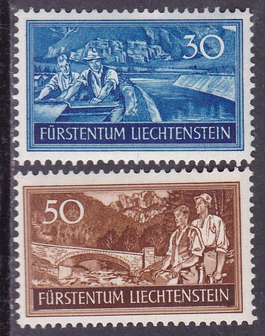 Liechtenstein 1937 Labor Set Complete (4) VF/NH/(**) Bridge Road Canal Workers