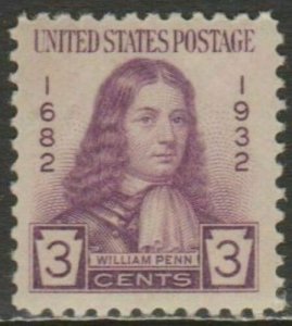 Scott# 724 - 1932 Commemoratives - 3 cents William Penn Single MNH OG