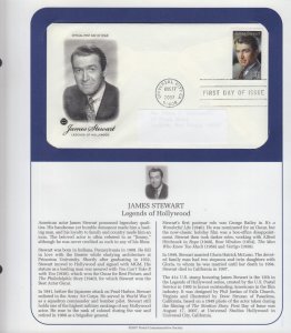 2007 James Stewart actor Hollywood Sc 4197 first day cover, PCS info page