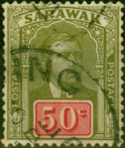 Sarawak 1918 50c Olive-Green & Carmine SG60 Fine Used