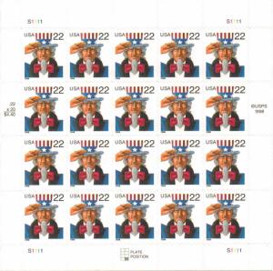 US 3259 - 22¢ Uncle Sam Unused