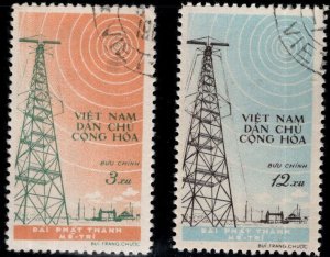 North Viet Nam Scott 100-101 Used   Radio Tower stamp set
