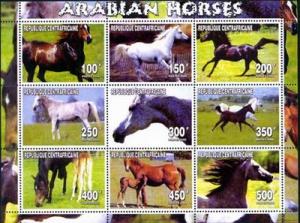 Arabian Horses on Stamps - 9 Stamp Mint Sheet - 3H-001