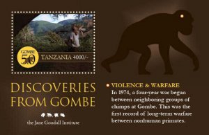 Tanzania - Goodall & Chimps -  Stamp S/S TAN1021