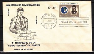 Colombia, Scott cat. C455. President Kennedy issue. First day cover. ^