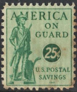 PS12 25¢ Minuteman Single (1941) MNH/Toned