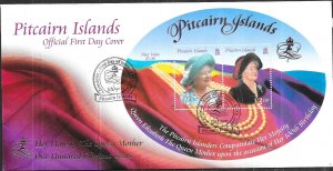 Pitcairn Islands #529  Queen Mother 100th Birthday S/S   (FDC)  CV $7.00