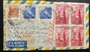 1945 Manha Brazil Airmail Censored Cover To New York USA