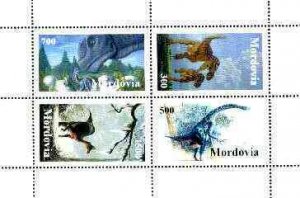 MORDOVIA - 1998 - Dinosaurs - Perf 4v Sheet - Mint Never Hinged - Private Issue