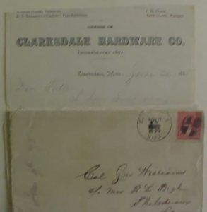 US LETTER ALL OVER AD 1895 CLARKS DALE