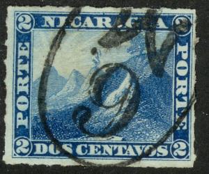 NICARAGUA 1878-80 2c Liberty Cap on Mountain Issue Sc 9 VFU 6M Postmark