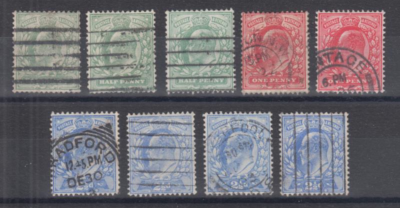 Great Britain Sc 127//130 used 1902-11 KEVII, all diff shades & printings