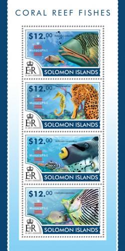 SOLOMON ISLANDS 2015 SHEET CORAL REEF FISHES MARINE LIFE slm15209a