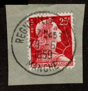 France  #756, Used, Postmark REGNEVILLE sur MER, MANCHE, 29-6-1959