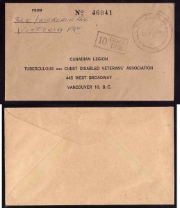 Canada-cover #5738 - no stamp-Victoria,BC-20 III 1956-H/S 10 Cents Due-barrel