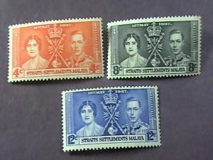 STRAITS SETTLEMENTS/MALAYA # 235-237-MINT NEVER/HINGED----GEOVI----1937