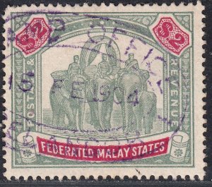 1903-04 FEDERATED MALAY STATES $2 GREEN & CARMINE (SG# 24) FINE USED