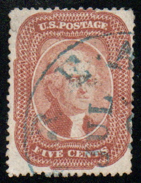 USA #27 f/VF, w/APS (11/20) CERT, za well centered stamp in brick red, small ...