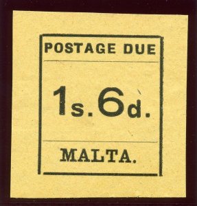 Malta 1925 KGV Postage Due 1s 6d black/buff superb MNH. SG D10. Sc J10.