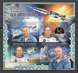 Burundi, 2012 issue. Astronaut Neil Armstrong sheet of 4.