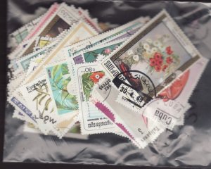 150 Quality Used Worldwide Assortment FLOWER FLORAL Off Paper Postage Stamps