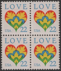 SC#2248 22¢ Love Block of Four (1987) MNH