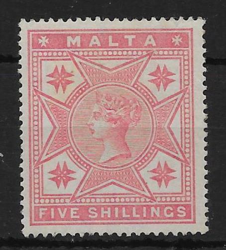 MALTA SG30 1886 5/= ROSE MTD MINT