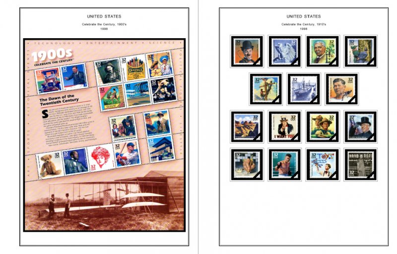 COLOR PRINTED U.S.A. 1991-1999 STAMP ALBUM PAGES (143 illustrated pages)