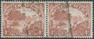 South Africa 1936 4d brown re-drawn Perf 14 SG46cw used pair.