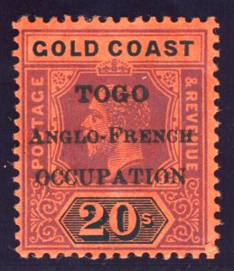 Togo 1916 KGV 20s purple & black/red MLH. SG H58. Sc 91.